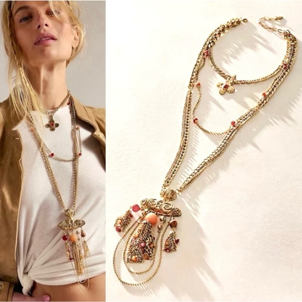Free People Catriona Gold Layer Necklace NWT